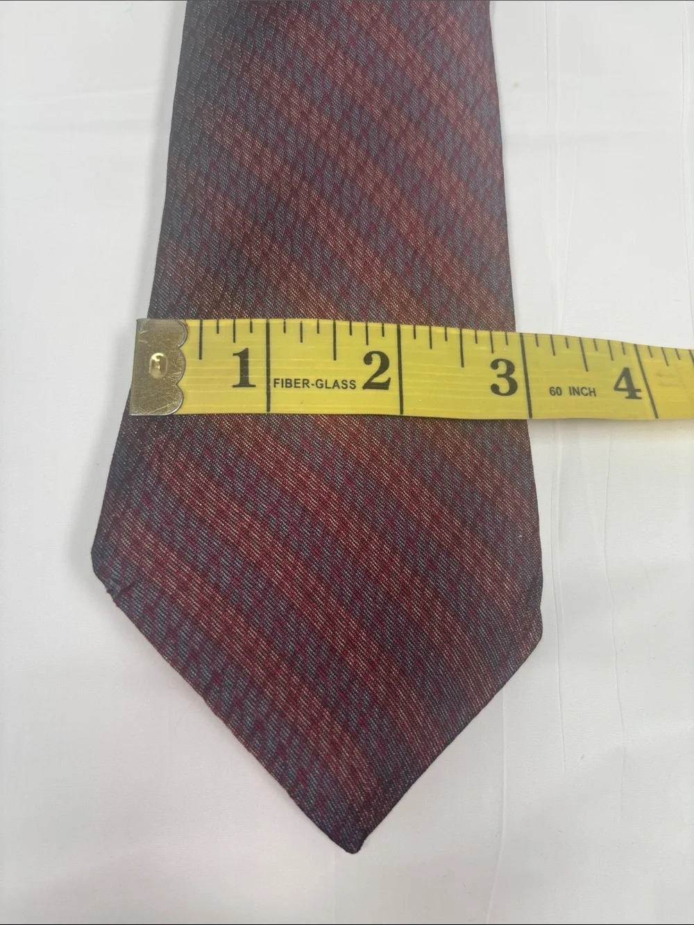 YSL Yves Saint Laurent Vintage Silk Tie Striped Burgundy Navy Classic Luxury
